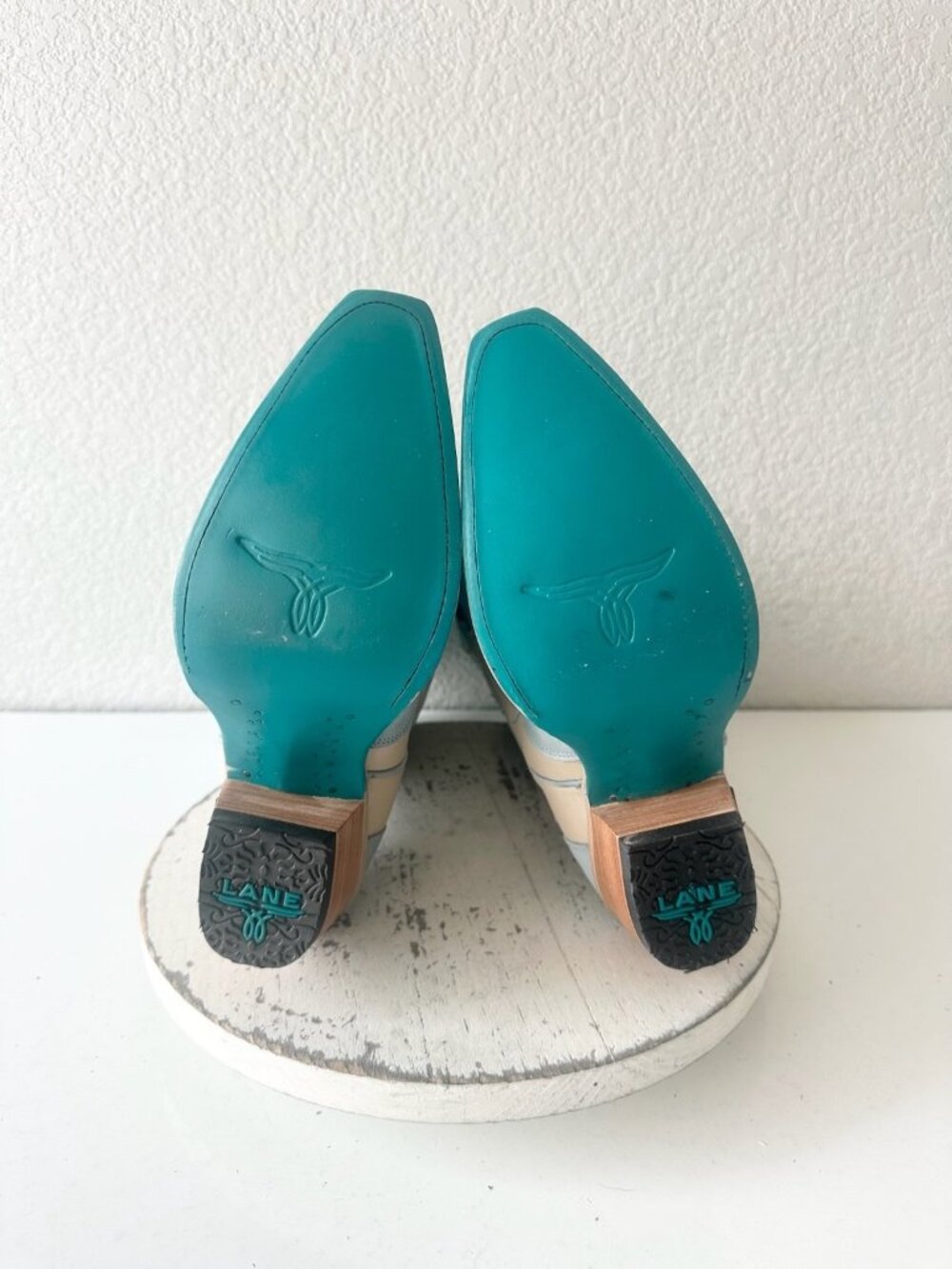 Lane JOLENE Cowboy Boots Blueberry Buttermilk Suede Leather Tall Snip Toe Sz 8 - Picture 10 of 13